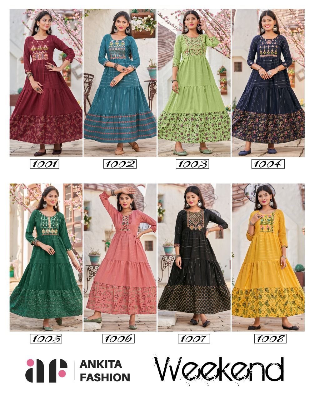 Ankita Weekend Festive Wear Wholesale Cotton Embroidery Anarkali Kurtis